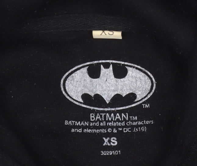 Batman Logo Black Hoodie, XS Unisex Pullover, Comic Style