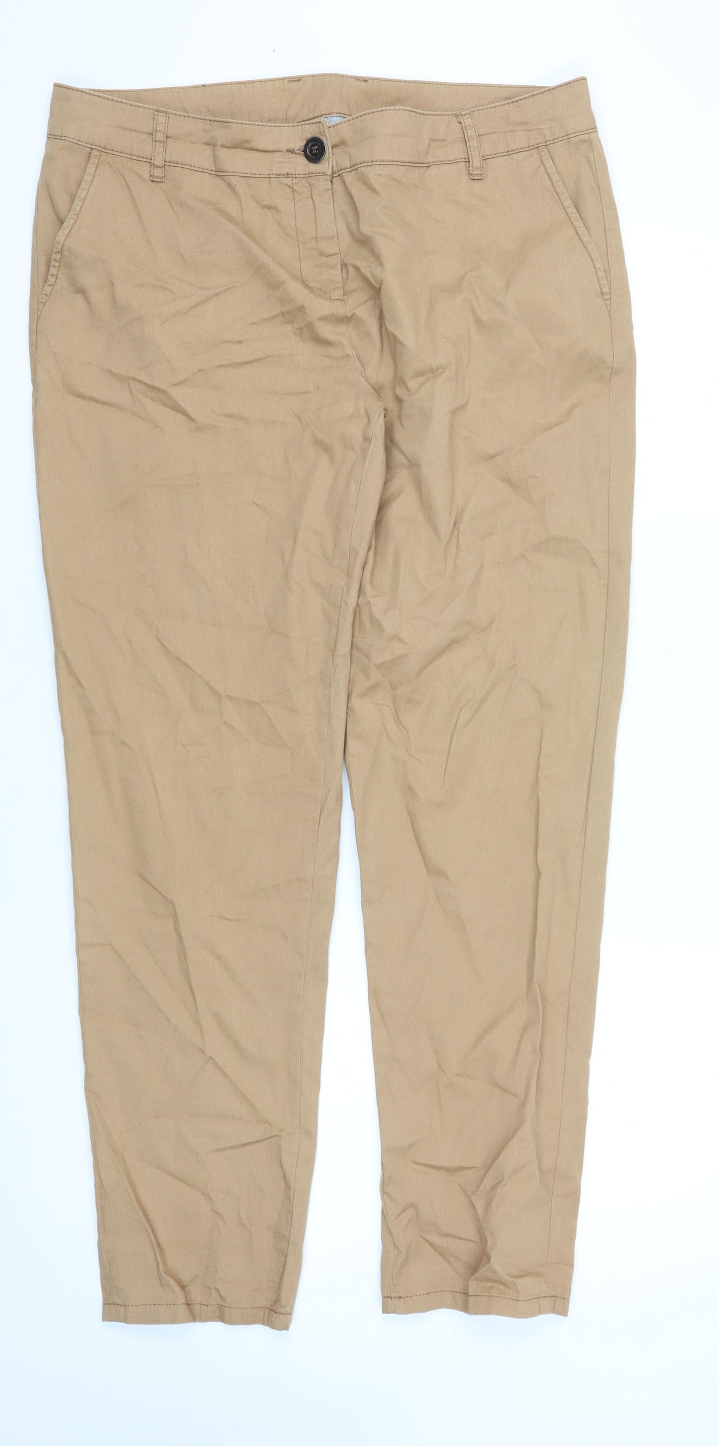 Wallis Women's Beige Regular Fit Trousers Size 14
