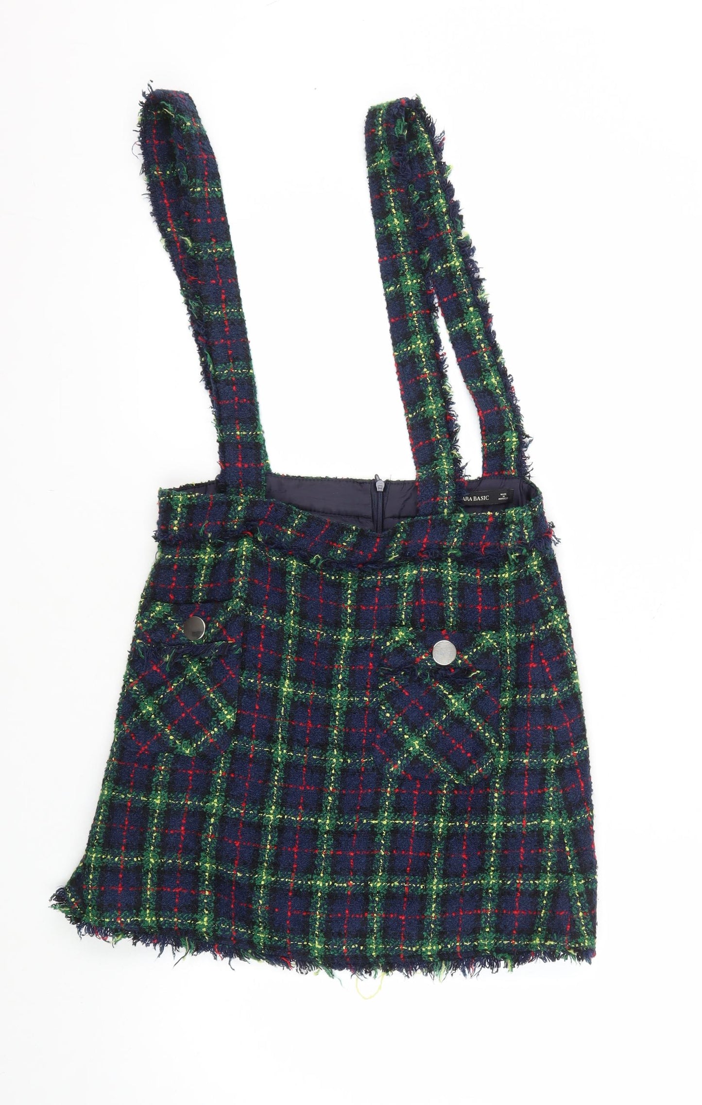 Zara Women's Multicoloured Plaid Pinafore Skirt M