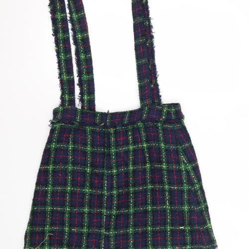 Zara Women's Multicoloured Plaid Pinafore Skirt M