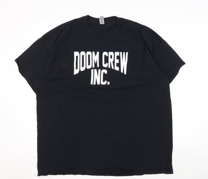 Gildan Men's Black Doom Crew Inc. Graphic T-Shirt 2XL
