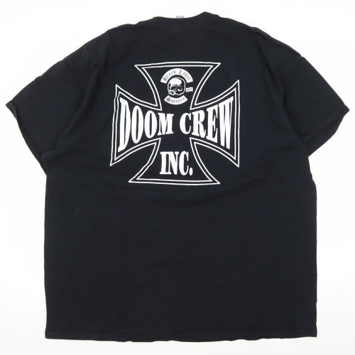 Gildan Men's Black Doom Crew Inc. Graphic T-Shirt 2XL