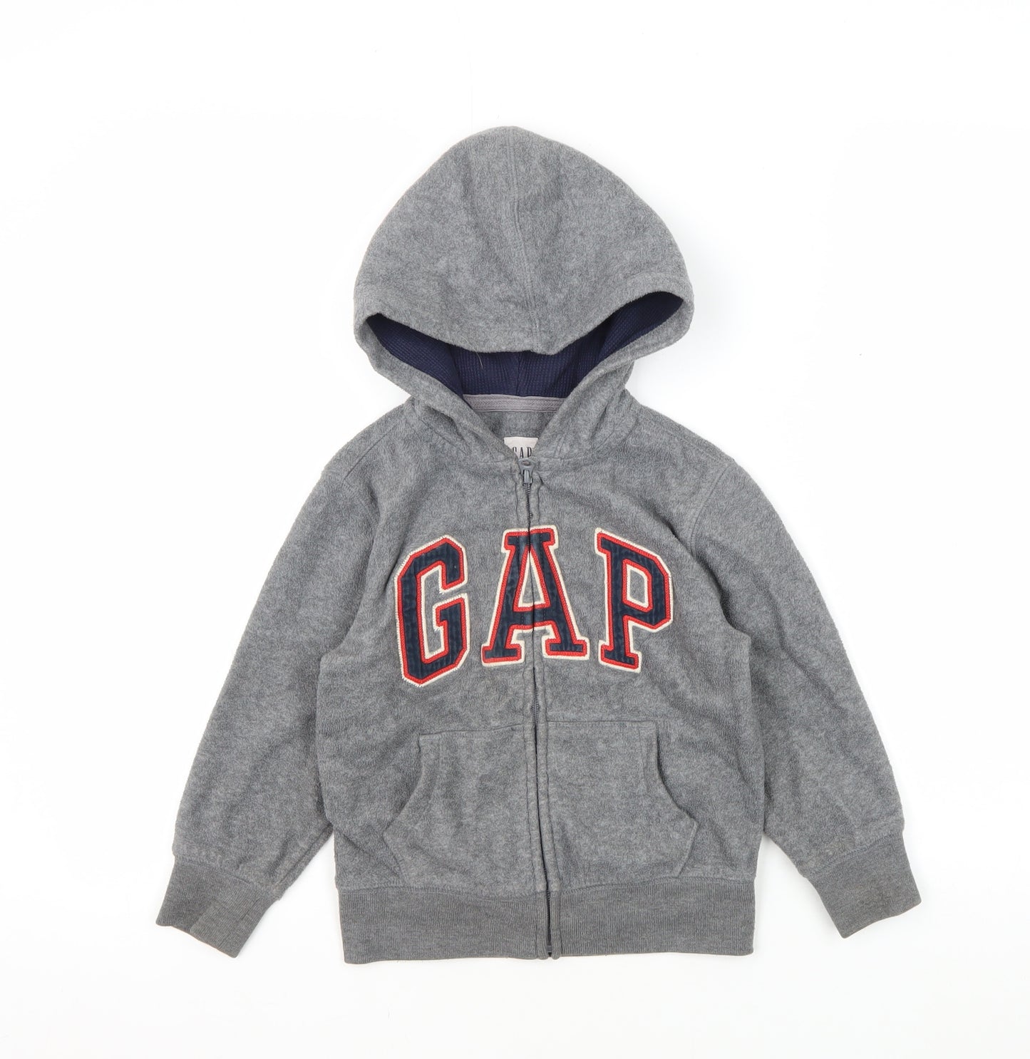 GAP Kids Boys Grey Full Zip Hoodie XS with Logo Accents