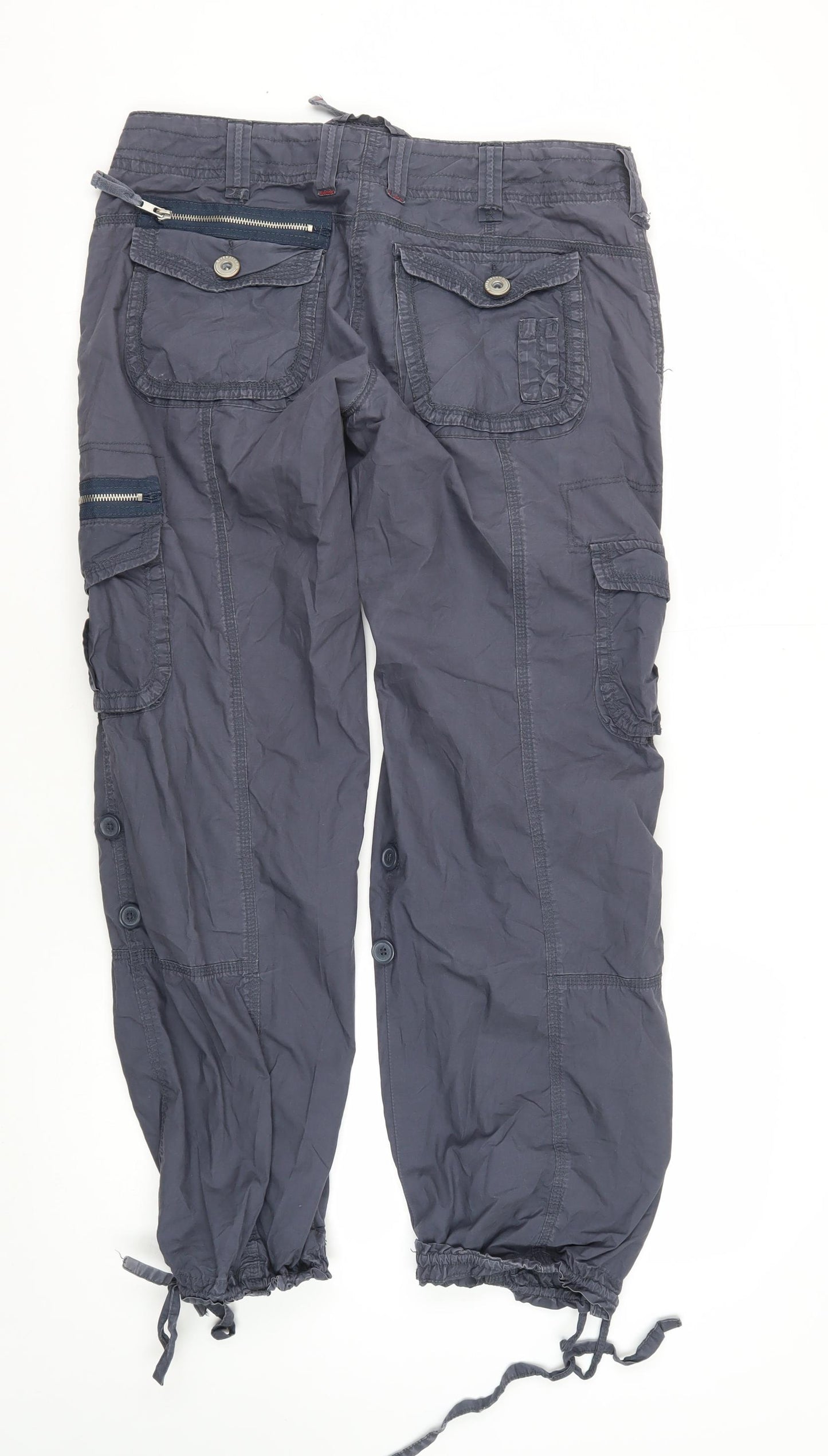 River Island Women's Blue Cargo Trousers Size 12 Cotton