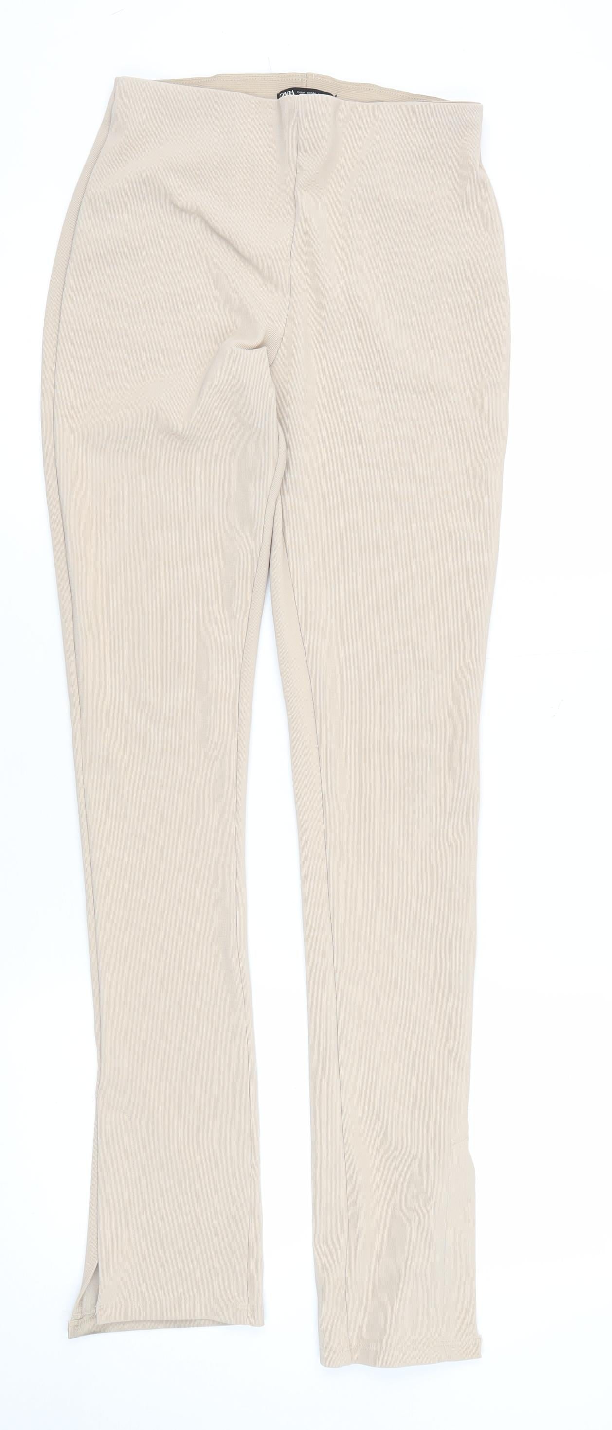 Zara Women's Beige Straight Trousers Size 12