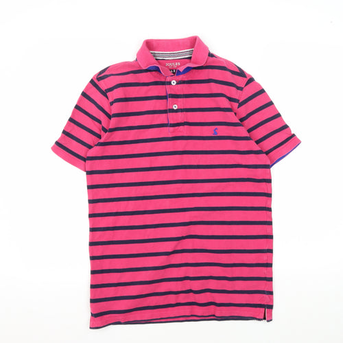 Joules Men's Pink Striped Polo Shirt, Size S
