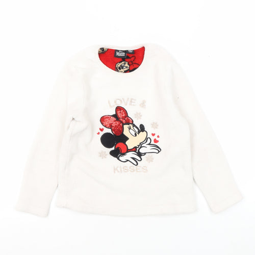 Disney Girls White Minnie Mouse Fleece Pyjama Top 6-7 Years