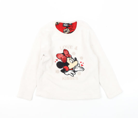 Disney Girls White Minnie Mouse Fleece Pyjama Top 6-7 Years