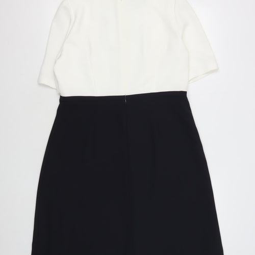 Hobbs Women's Ivory & Black Sheath Dress, Size 14, Classic Elegance