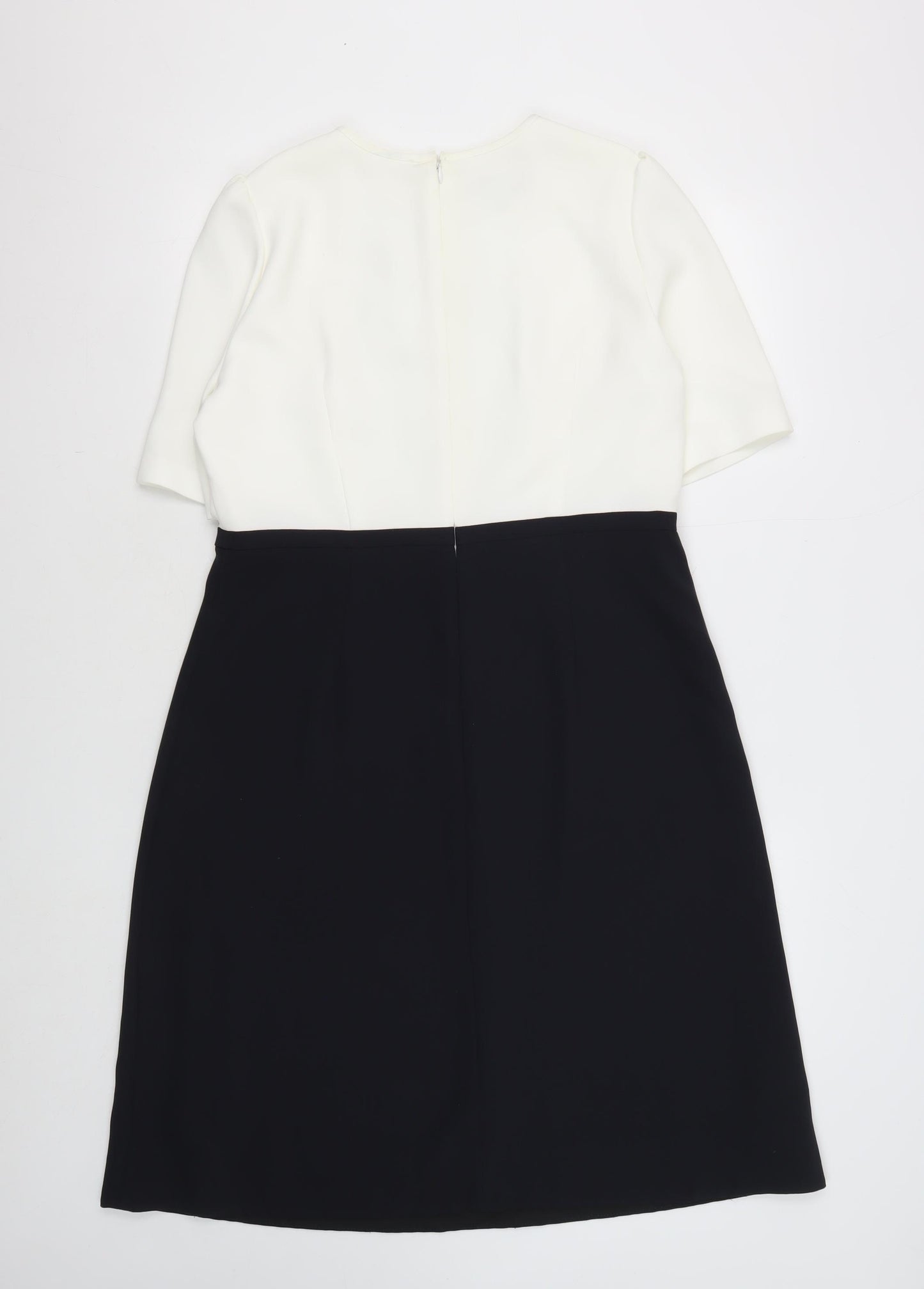 Hobbs Women's Ivory & Black Sheath Dress, Size 14, Classic Elegance