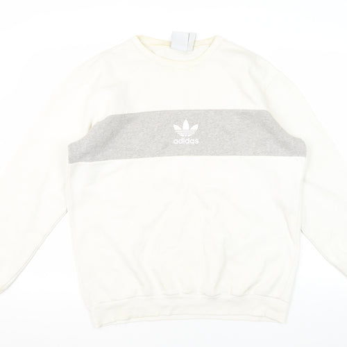 Adidas Men's White Pullover Logo Sweatshirt Size M