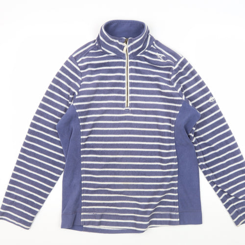 Craghoppers Women's Blue Striped Henley Sweatshirt, Size 12