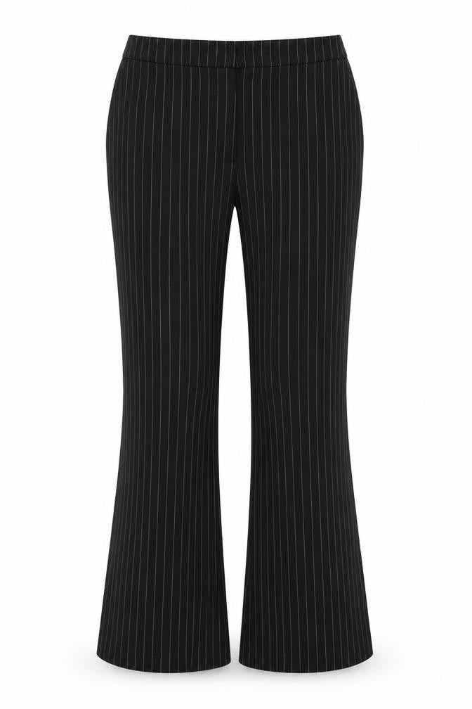 Front view of Sonsandar Women's Black Striped Trousers, size 10
