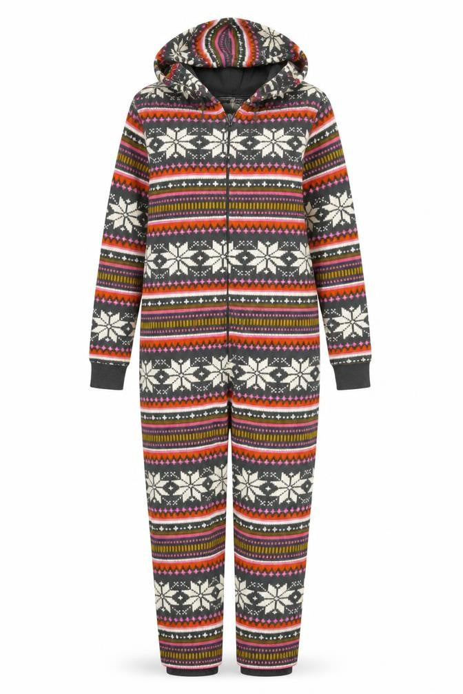 Front view of SoulCal Women's Multicoloured Fair Isle Onesie