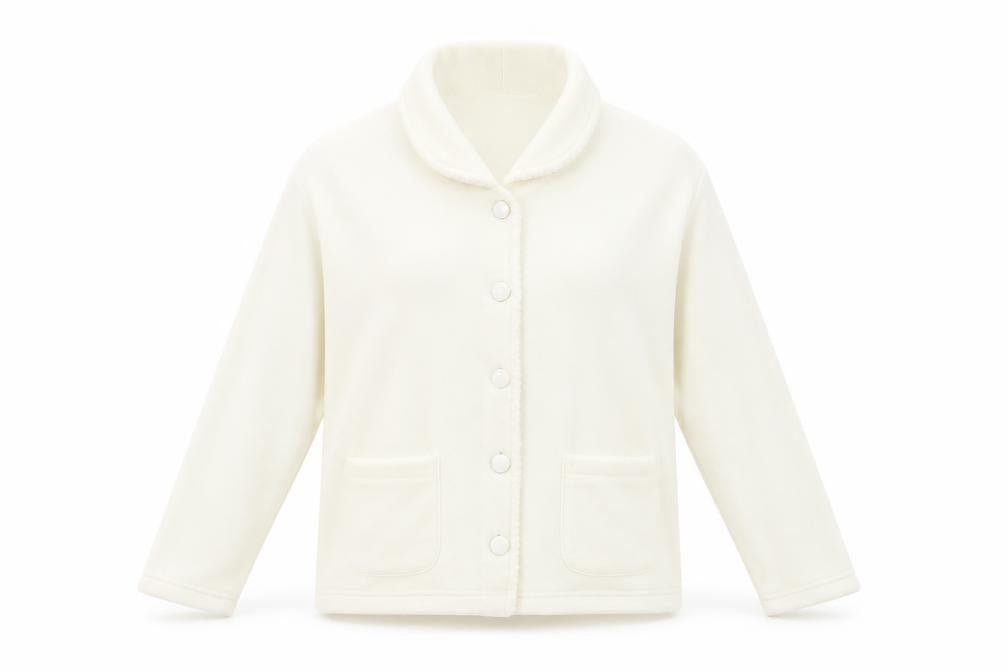 Front view of EWM Women's Ivory Jacket -, size S, Collared, Button