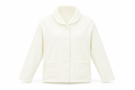 Front view of EWM Women's Ivory Jacket -, size S, Collared, Button