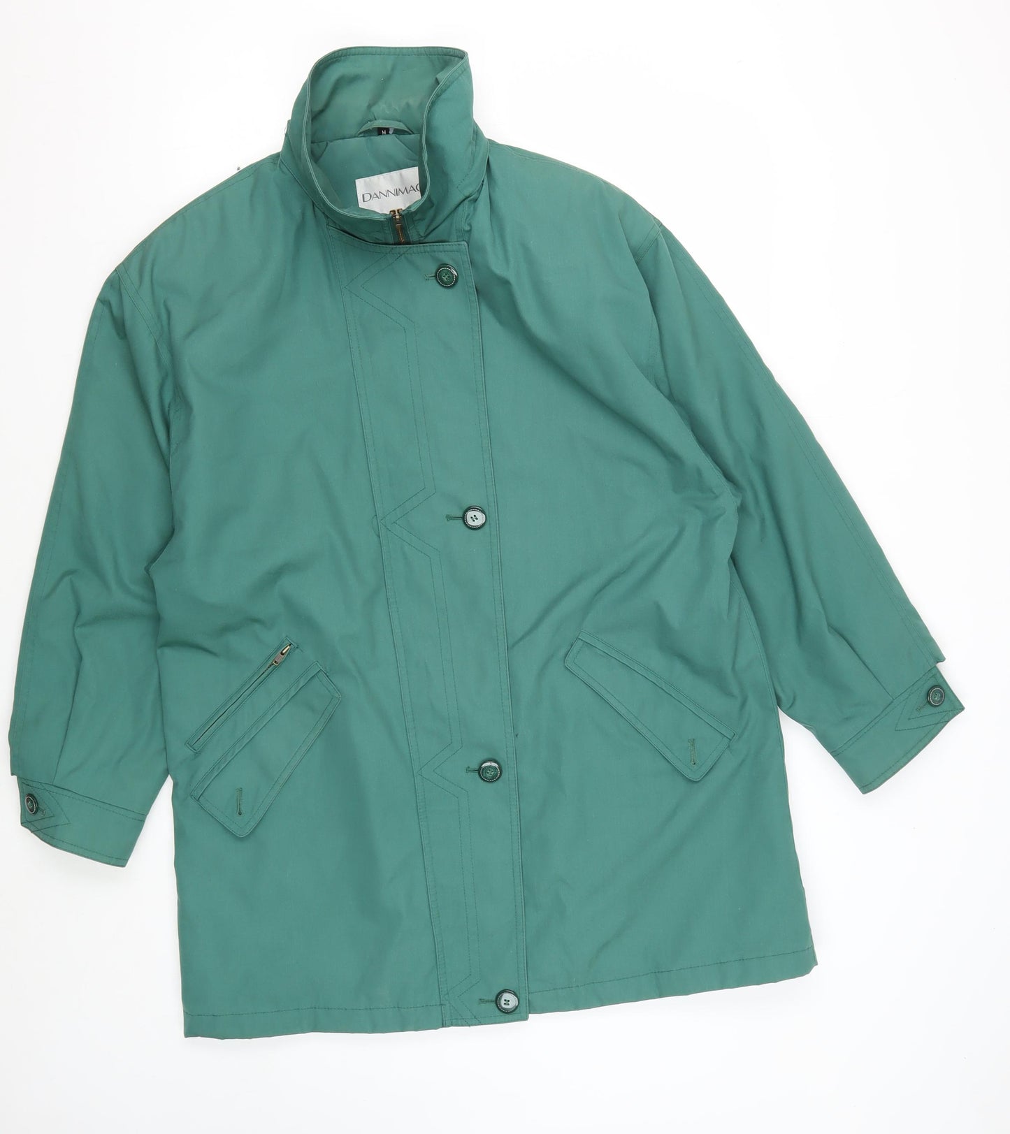 Dannimac Women's Green Coat, Size M, Button & Zip