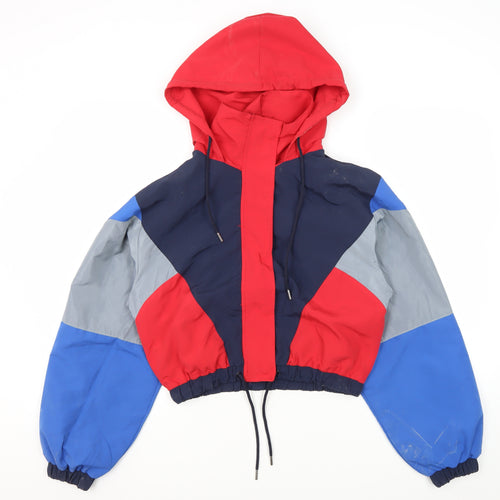 BLFD Women's Red Blue Colourblock Hooded Jacket