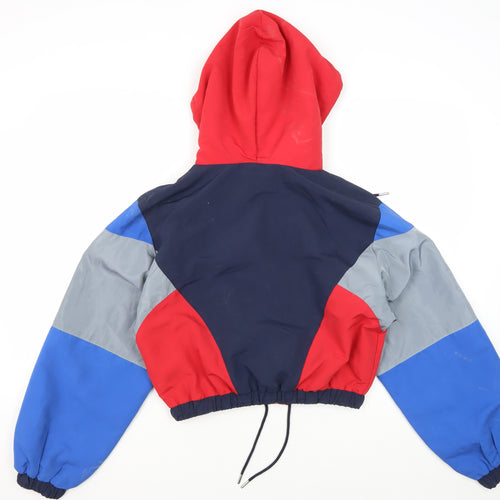 BLFD Women's Red Blue Colourblock Hooded Jacket