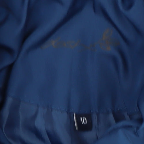 Women's Blue Puffer Coat with Faux Fur Hood Size 10
