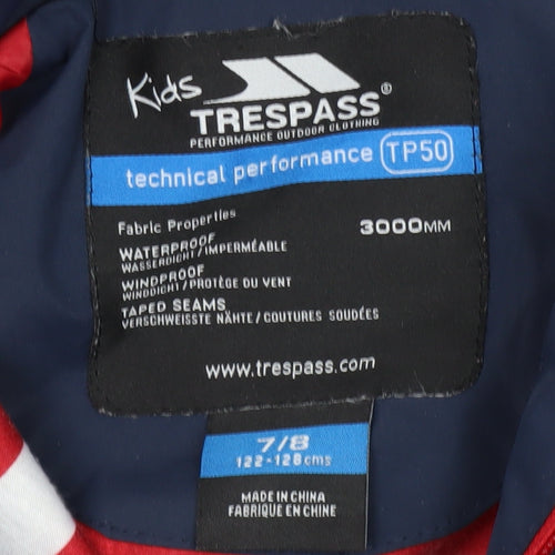 Trespass Girls Blue Waterproof Parka Jacket 7-8 Years