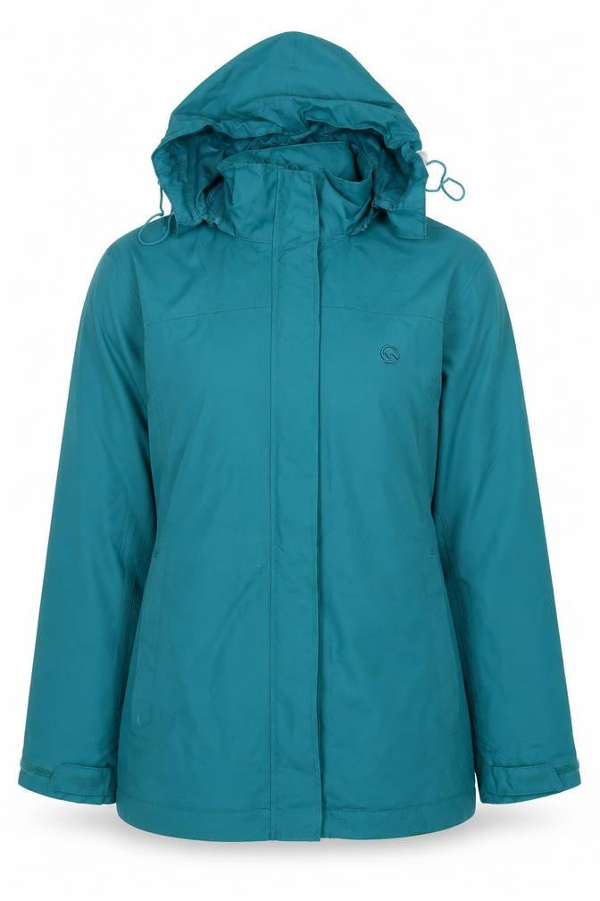 Front view of Hawkshead Active Women's Green Rain Jacket, size 12