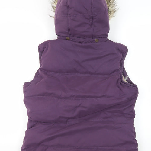 Fat Face Women's Purple Puffer Vest Size 14, Hooded Sleeveless
