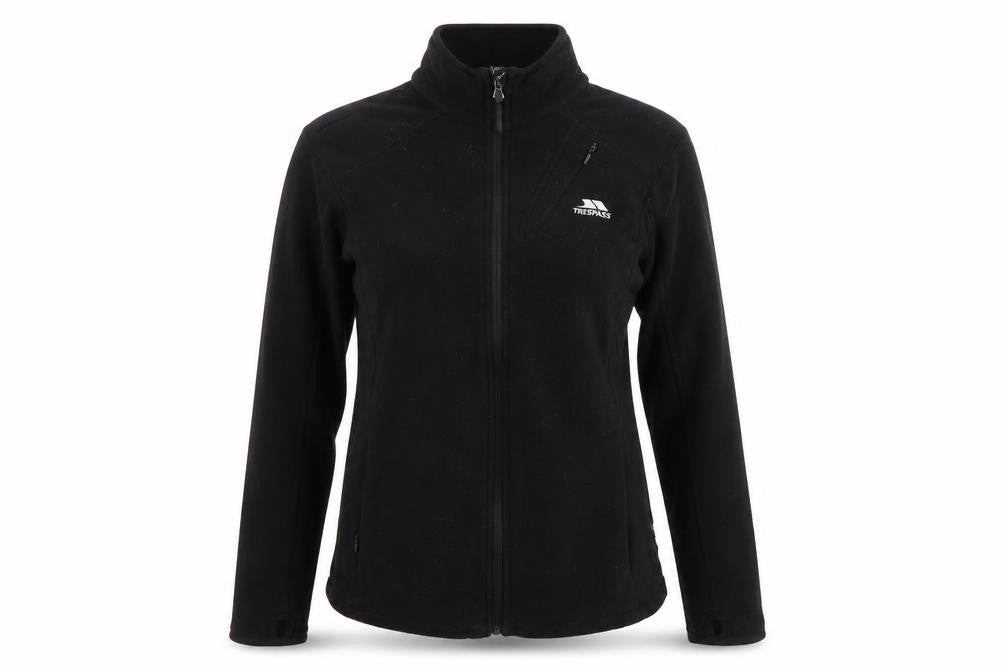 Front view of Trespass Women's Black Full Zip Jacket, size 10, Activewear