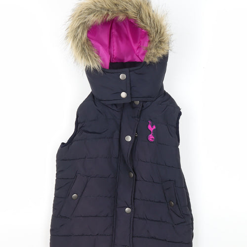 Tottenham Hotspur Girls Black Puffer Jacket, Hooded 2-3 years