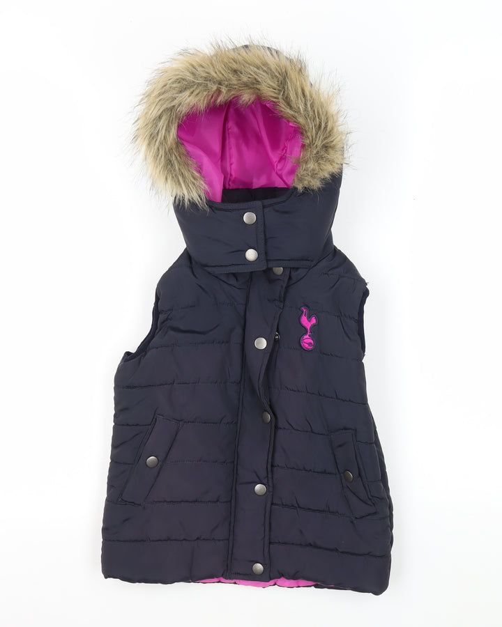 Tottenham Hotspur Girls Black Puffer Jacket, Hooded 2-3 years