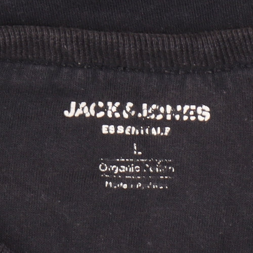 Jack & Jones Men's Black Long Sleeve T-Shirt, Size L