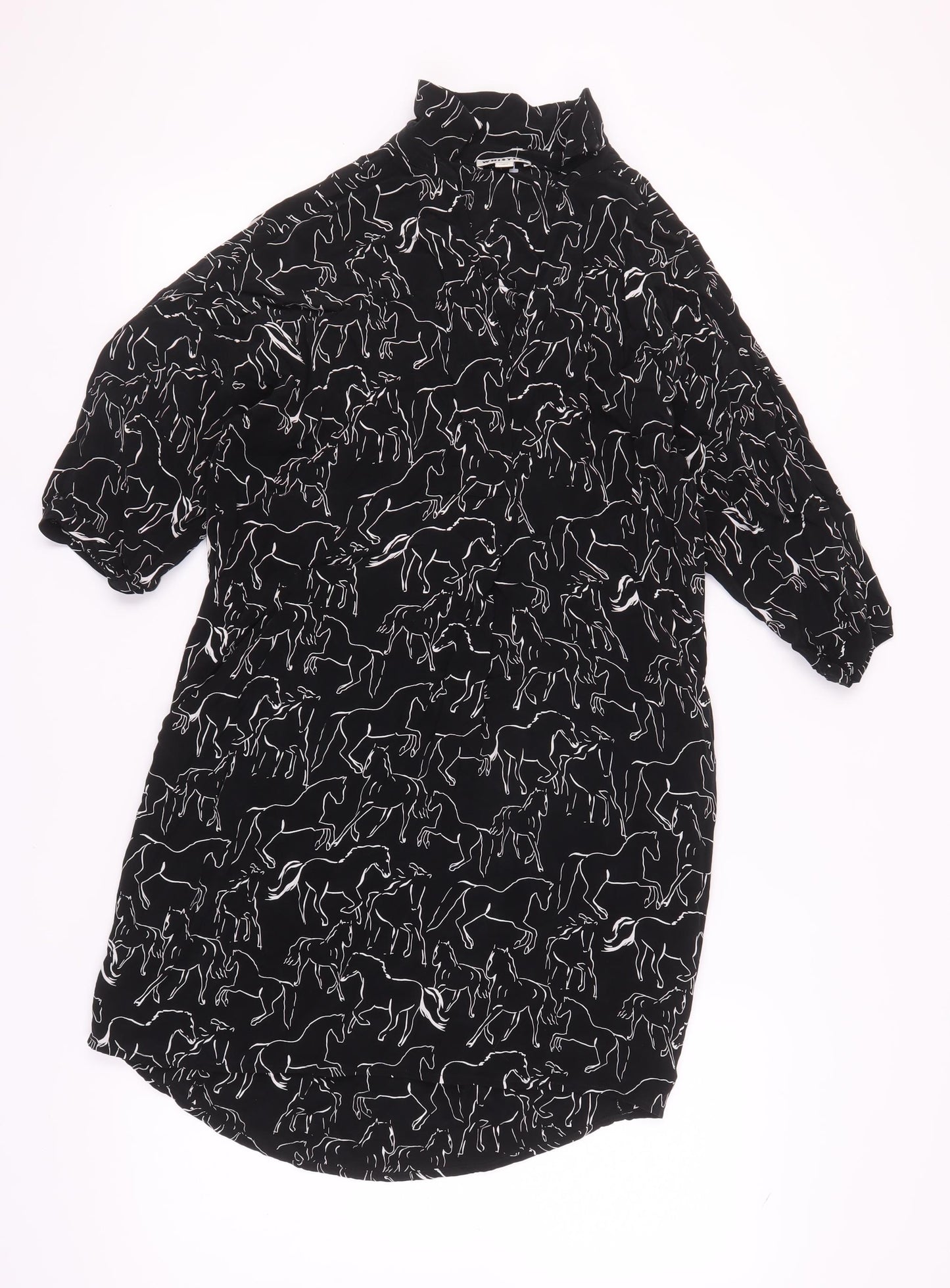 Whistles Women's Black Animal Print Shirt Dress S