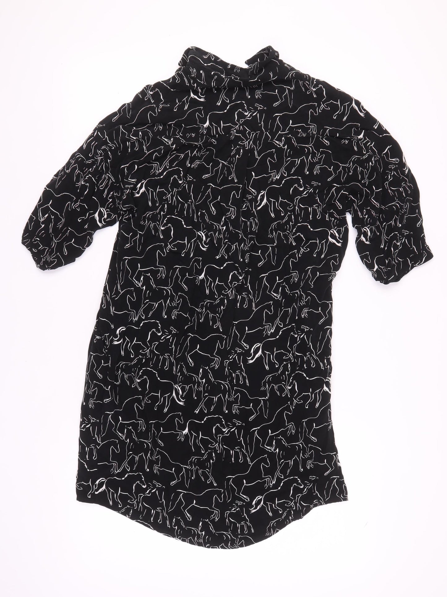 Whistles Women's Black Animal Print Shirt Dress S