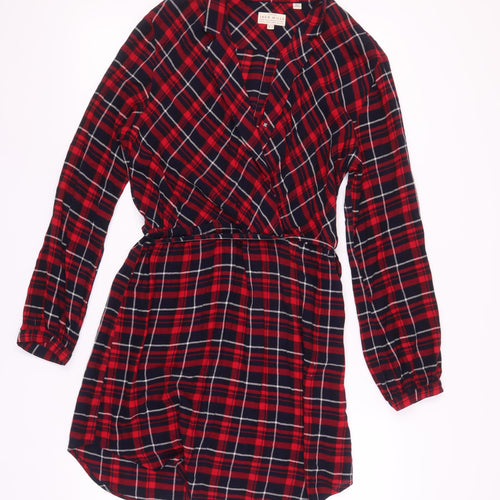 Jack Wills Women's Red Plaid Collared UK 14 Dress