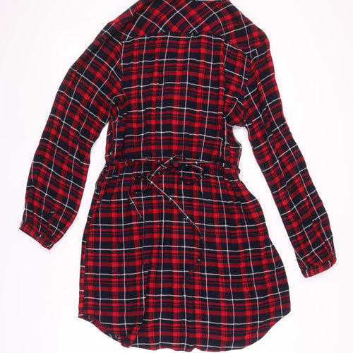 Jack Wills Women's Red Plaid Collared UK 14 Dress