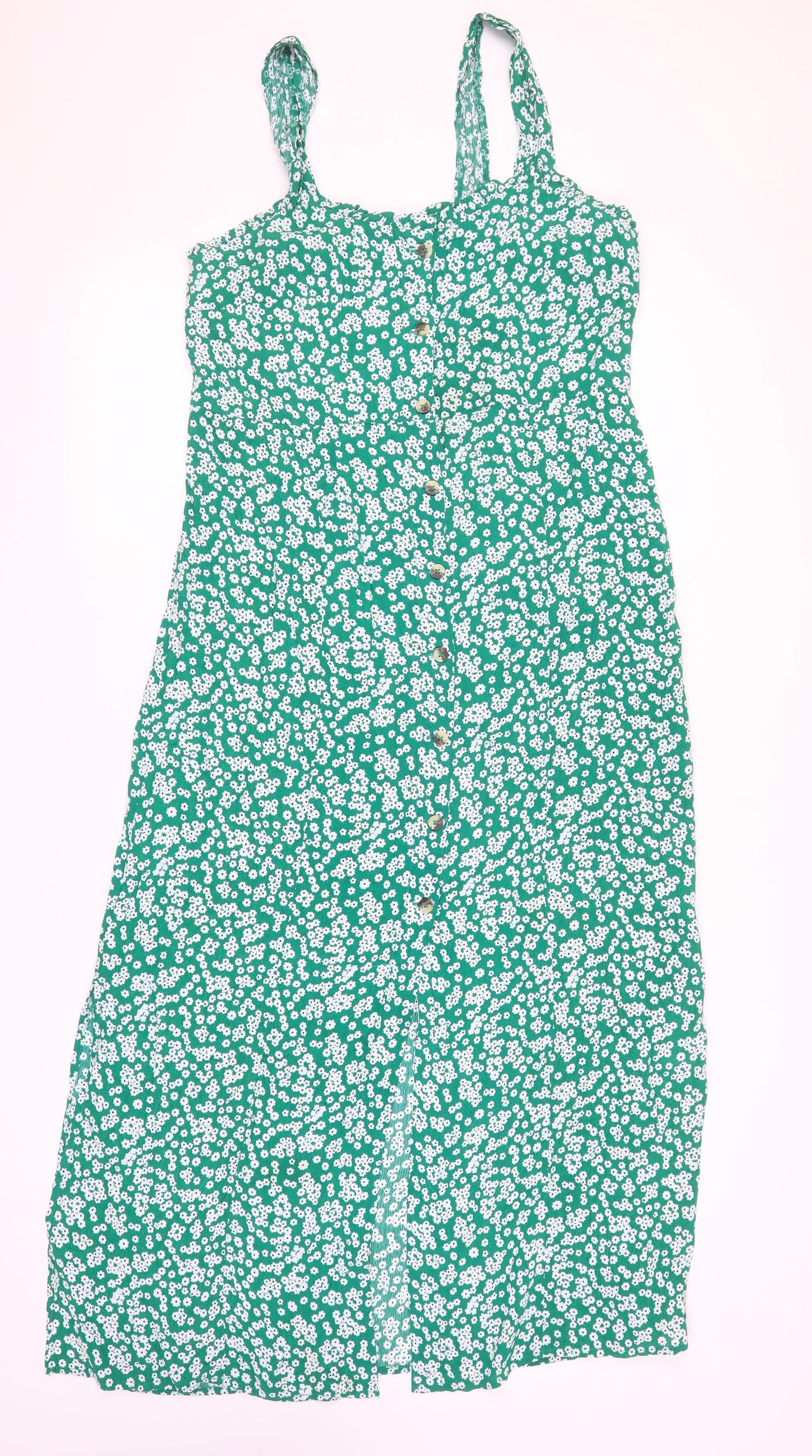 Roman Women's Green Floral Strappy Mid-Length Dress