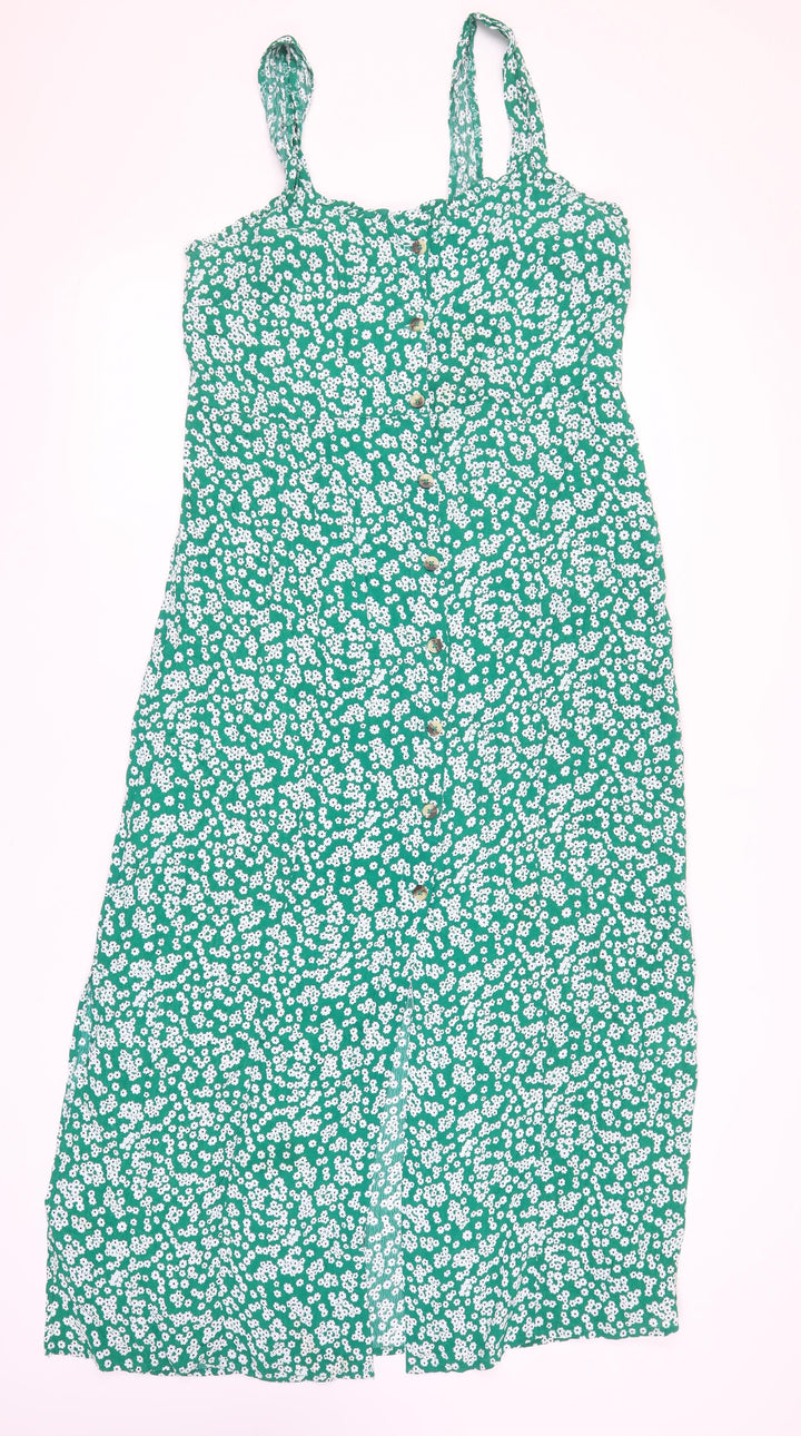 Roman Women's Green Floral Strappy Mid-Length Dress