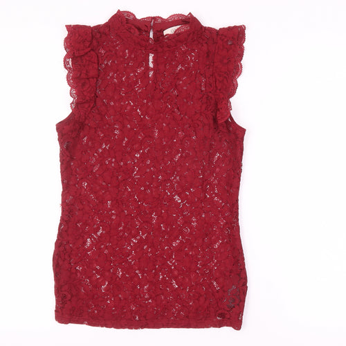 Oasis Womens Red Lace Sleeveless Blouse Size S