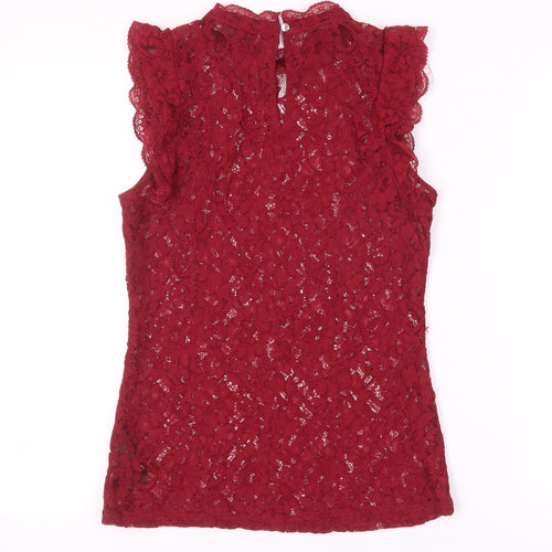 Oasis Womens Red Lace Sleeveless Blouse Size S