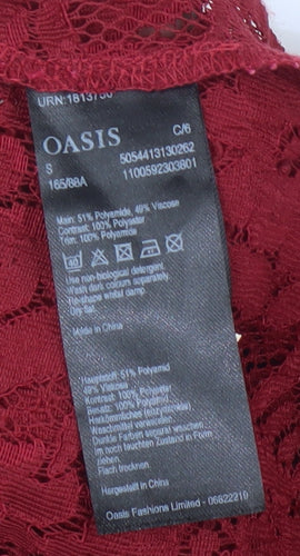 Oasis Womens Red Lace Sleeveless Blouse Size S