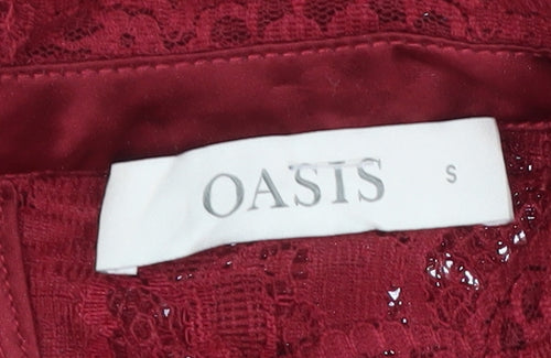 Oasis Womens Red Lace Sleeveless Blouse Size S
