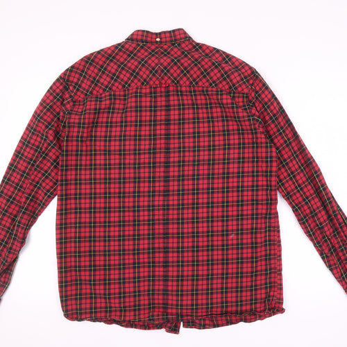 Fred Perry Men's Red Plaid Button-Up Shirt XL