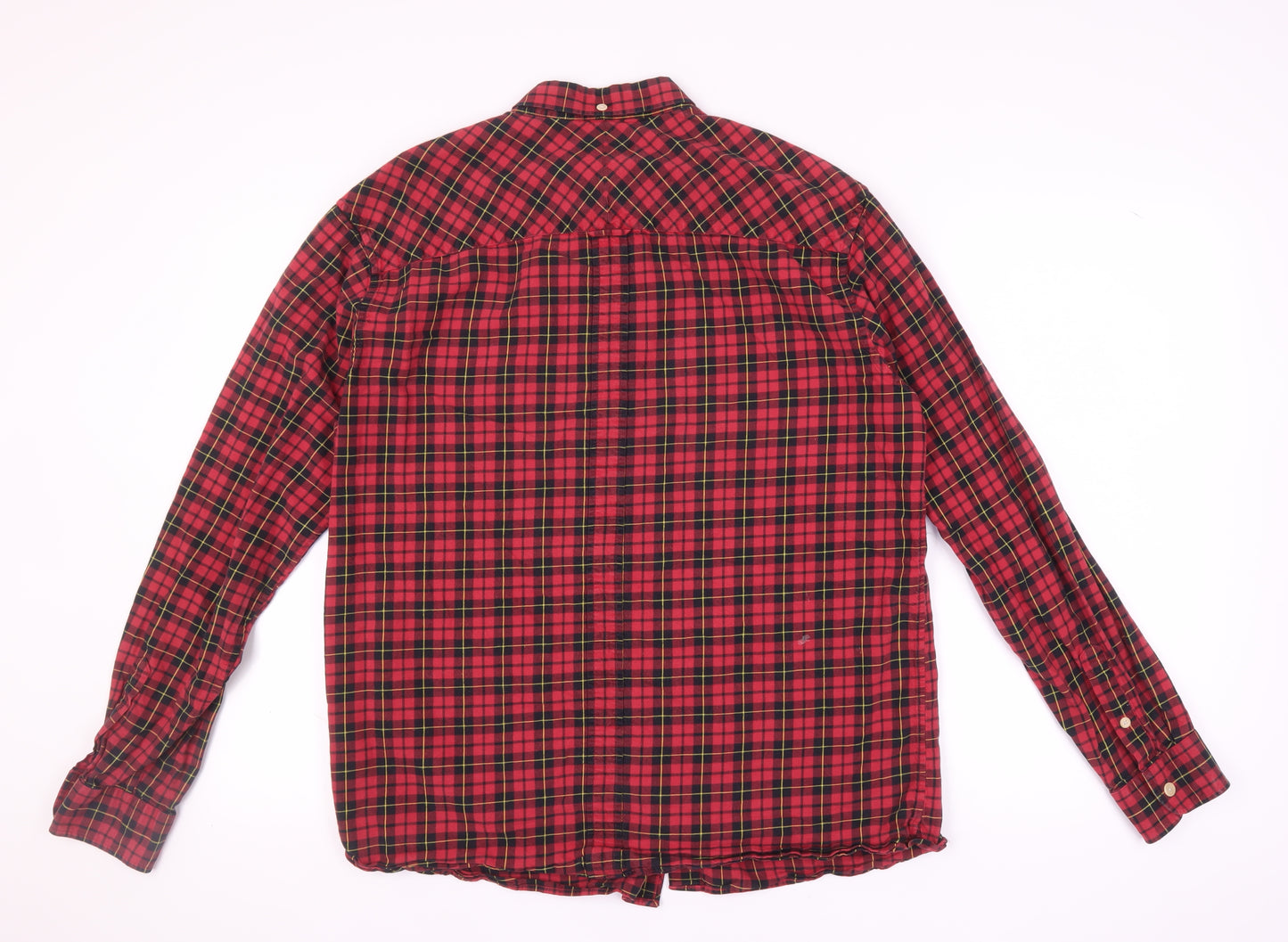 Fred Perry Men's Red Plaid Button-Up Shirt XL