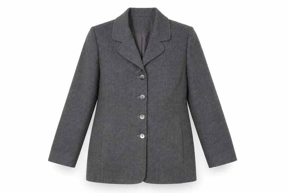 Front view of Eastex Grey Wool Blazer Women's, size 14, Classic Fit