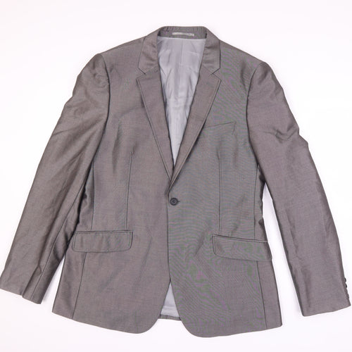 Fellini Men's Grey Blazer 42L Formal Single-Breasted