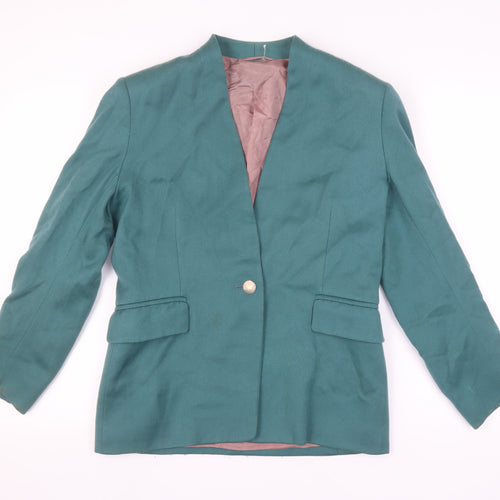 Austin Reed Women's Green Blazer UK 8 One-Button