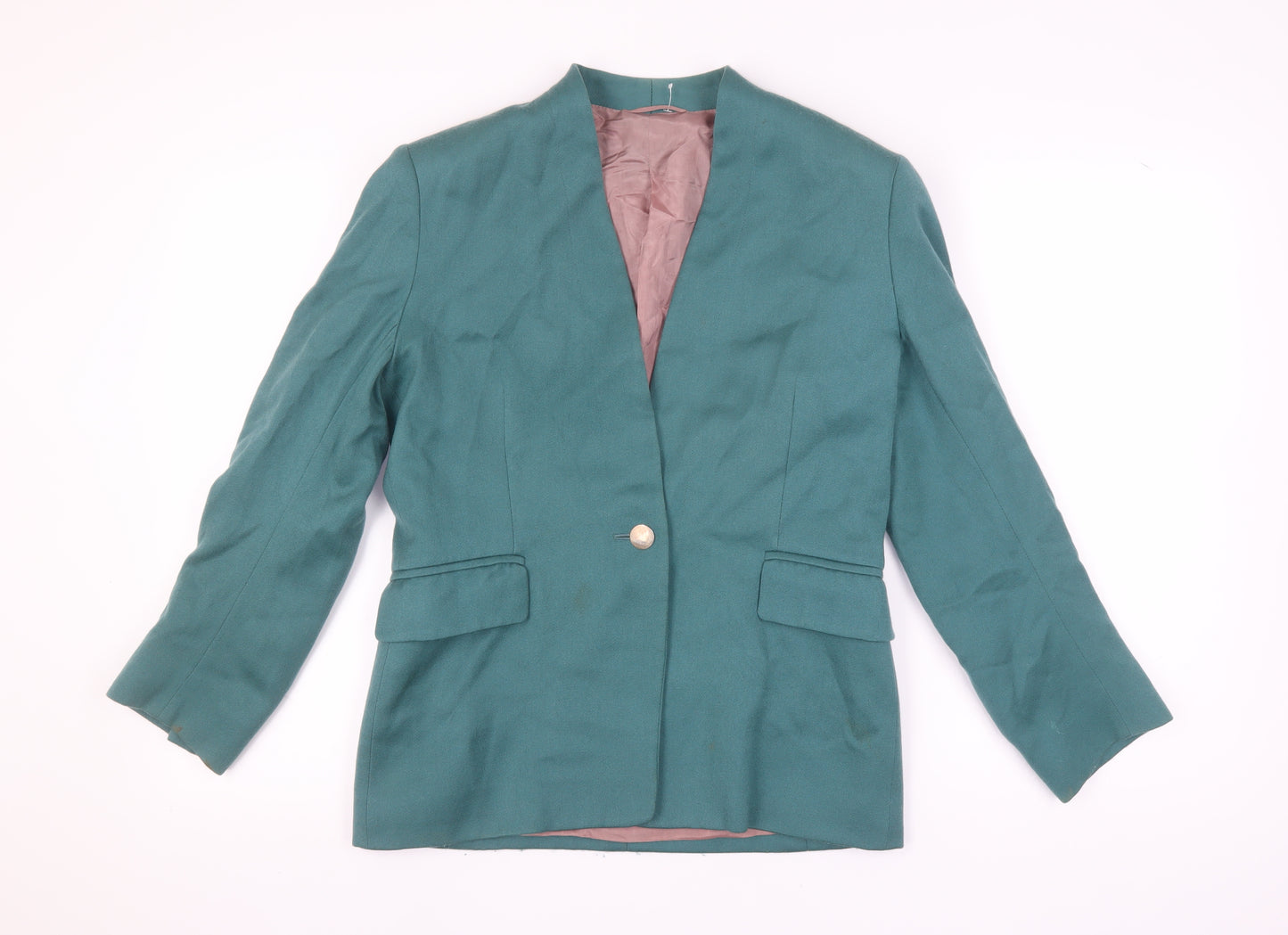 Austin Reed Women's Green Blazer UK 8 One-Button