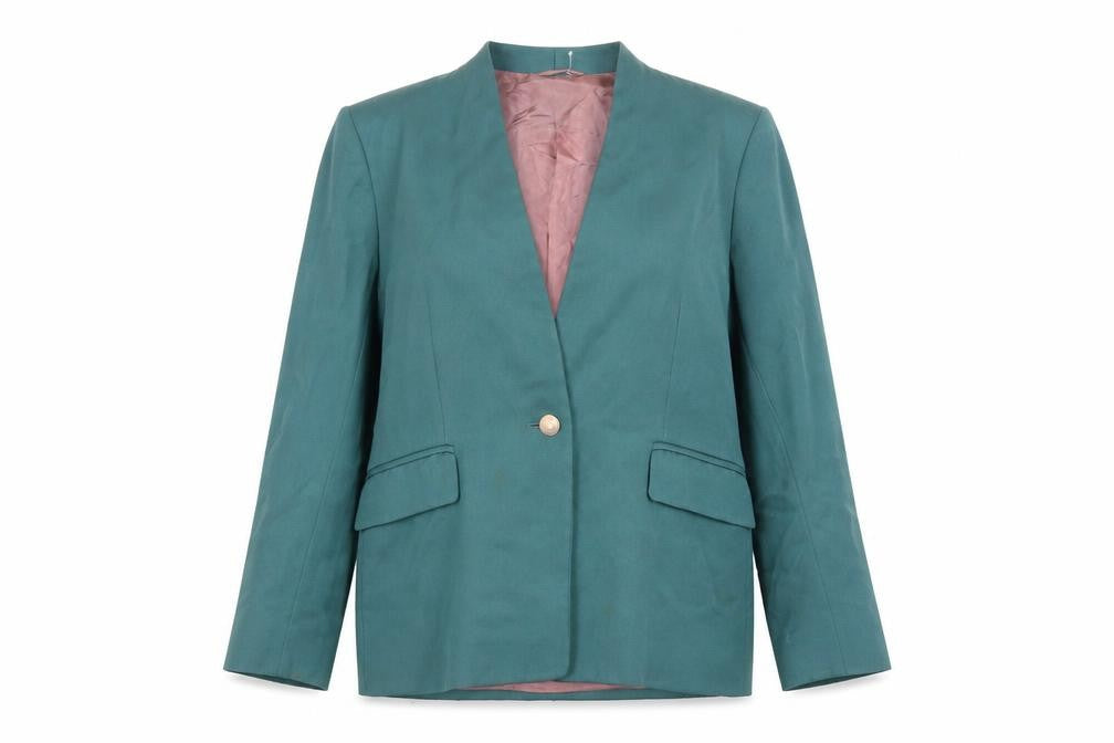 Front view of Austin Reed Women's Green Blazer UK 8 One-Button
