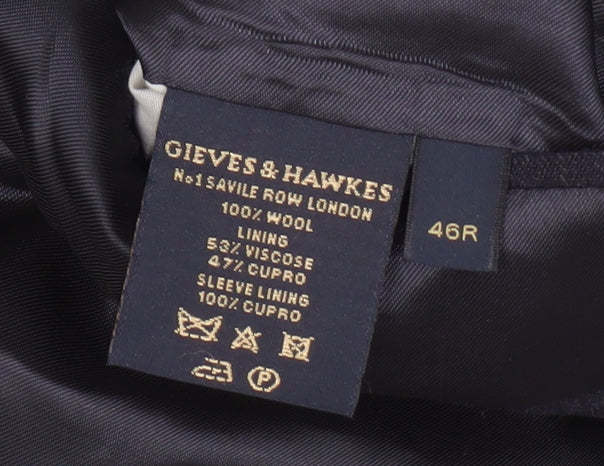 Gieves & Hawkes Men's Blue Wool Blazer Size 46R