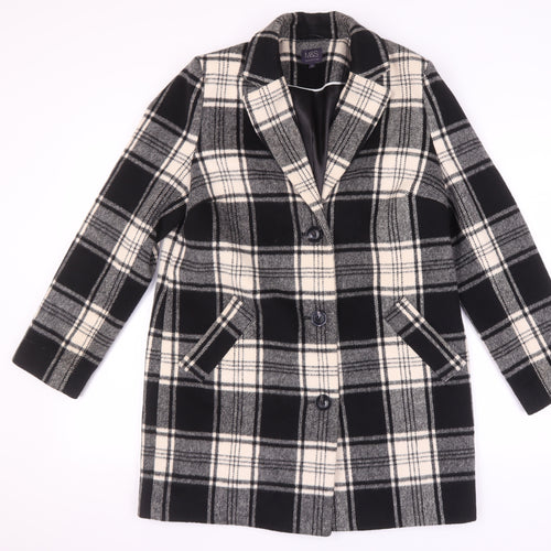 Marks and Spencer Women's Black Check Coat Size 14